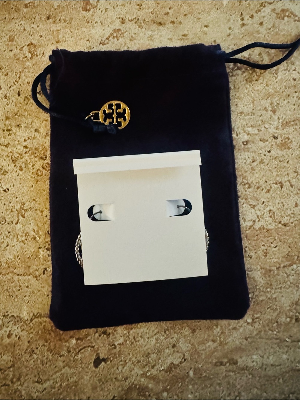 Tory Burch Silver Logo Drop Earrings - Round Monogram NWT & DUSTY!!! - Picture 3 of 4